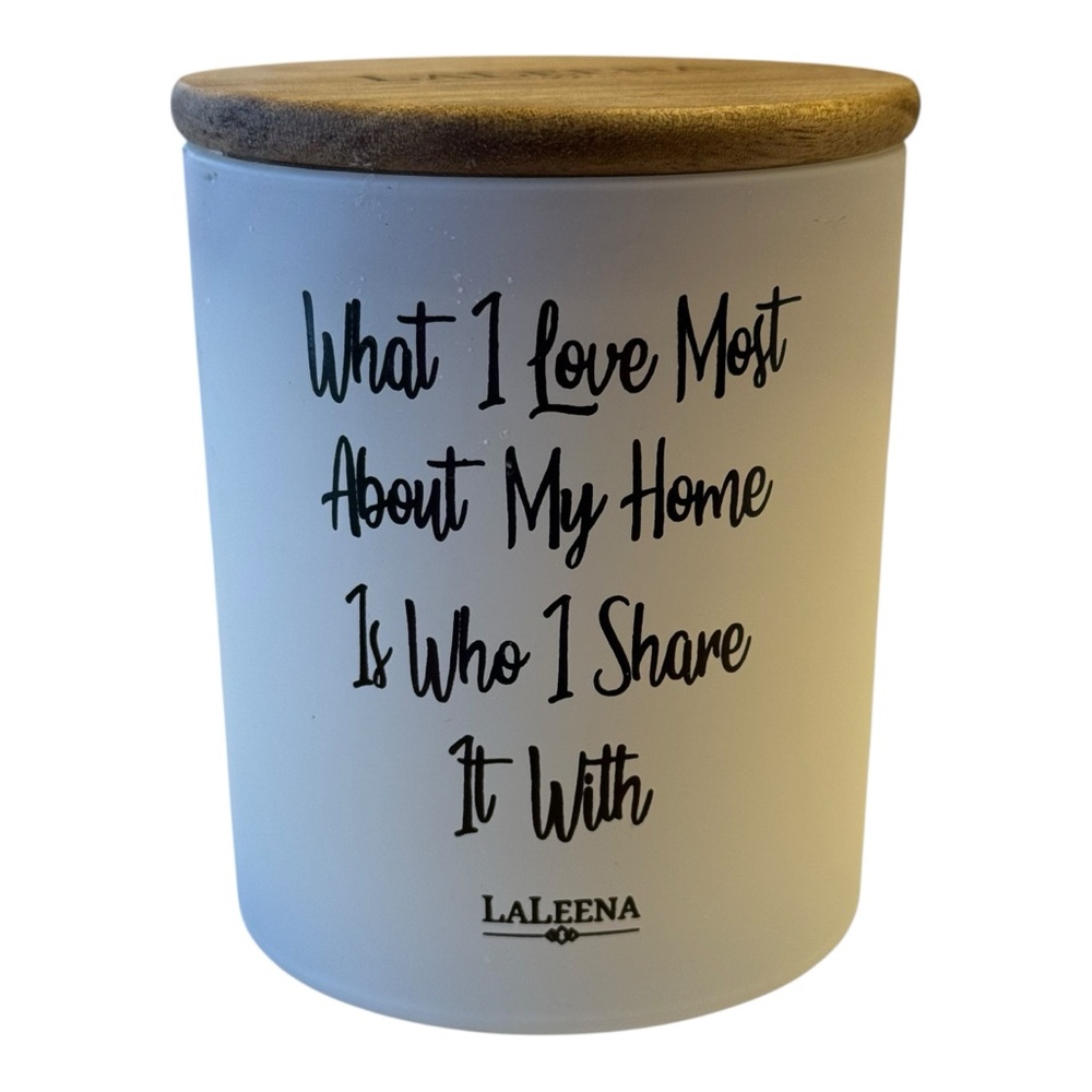 LaLeena Soy Lavender Scent Candle Jar with Wooden Lid and saying
